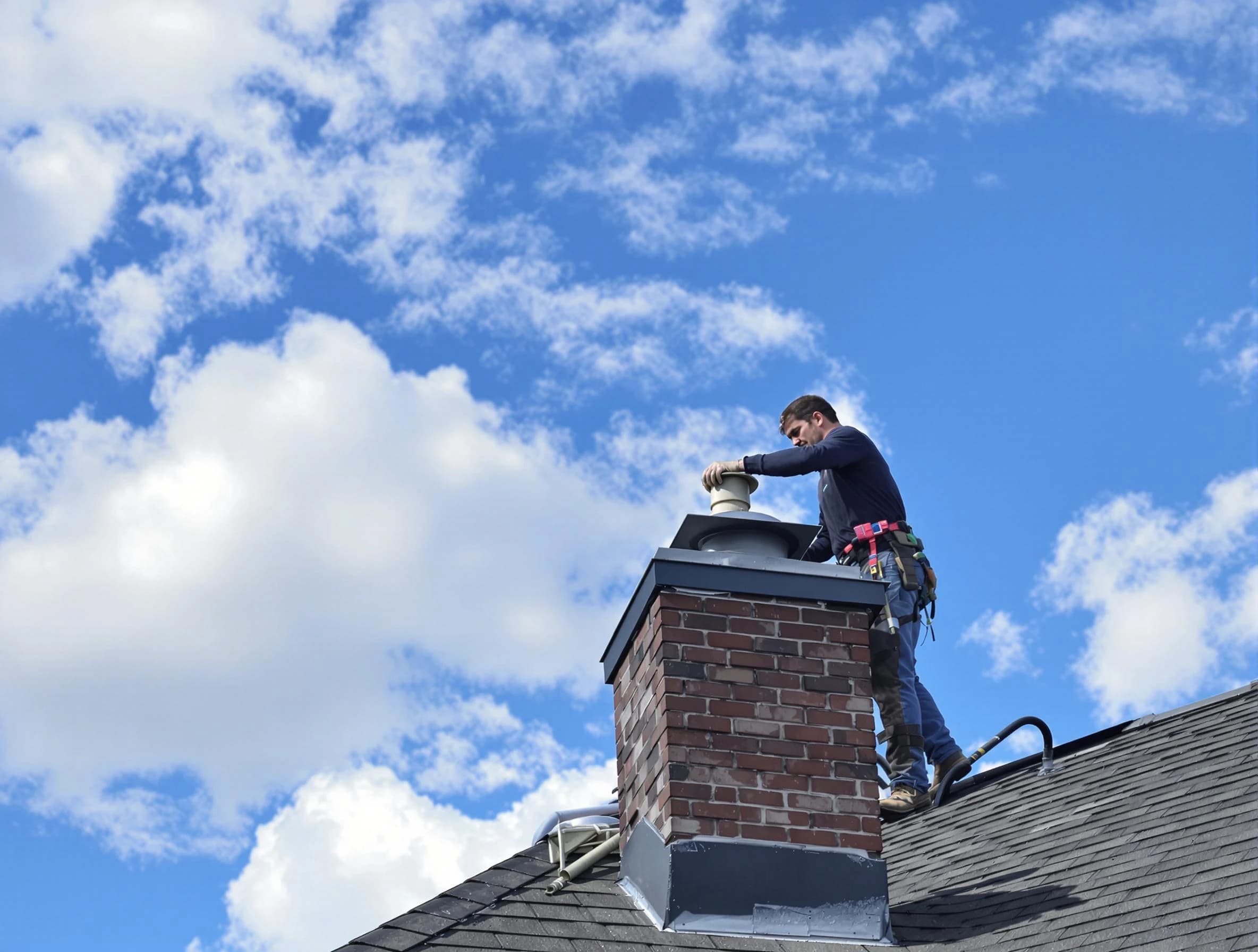 Manalapan Chimney Sweep installing a sturdy chimney cap in Manalapan, NJ