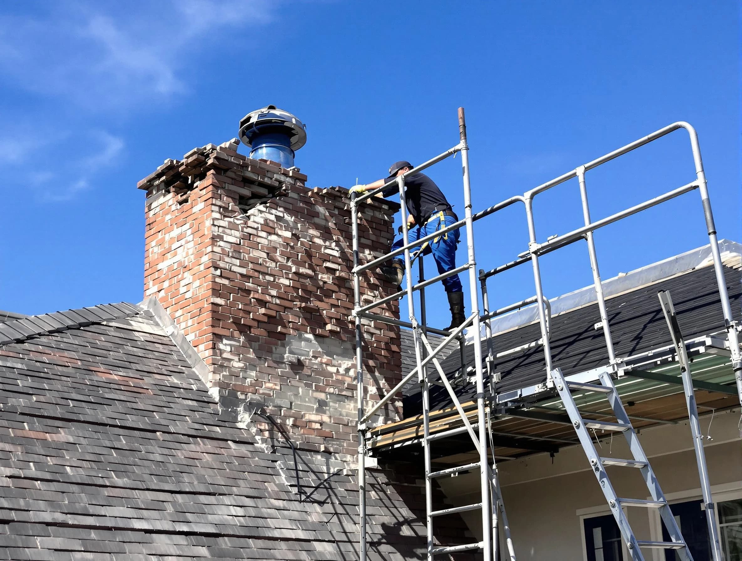 Rebuilding a chimney structure by Manalapan Chimney Sweep in Manalapan, NJ