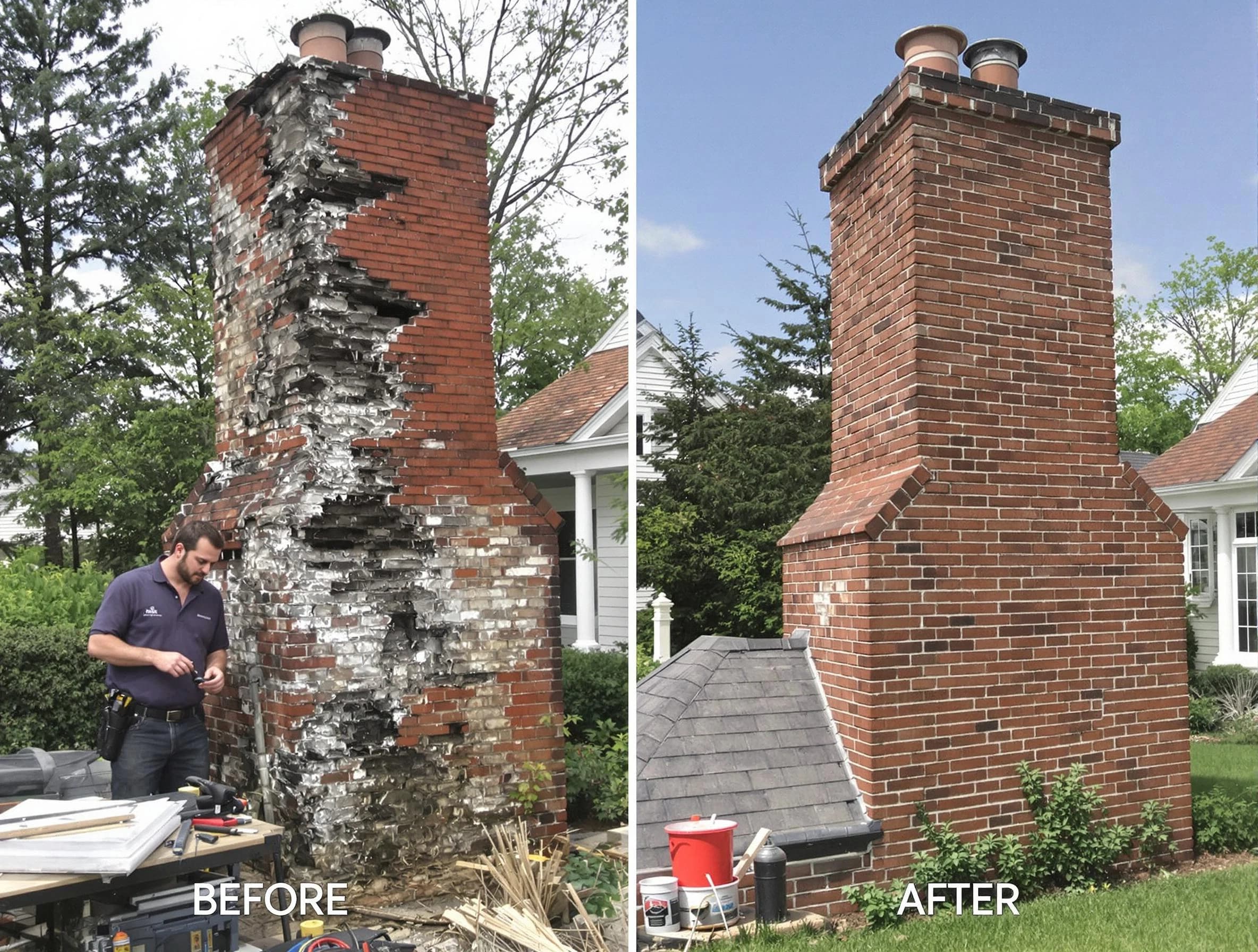 Manalapan Chimney Sweep performing a full chimney restoration in Manalapan, NJ