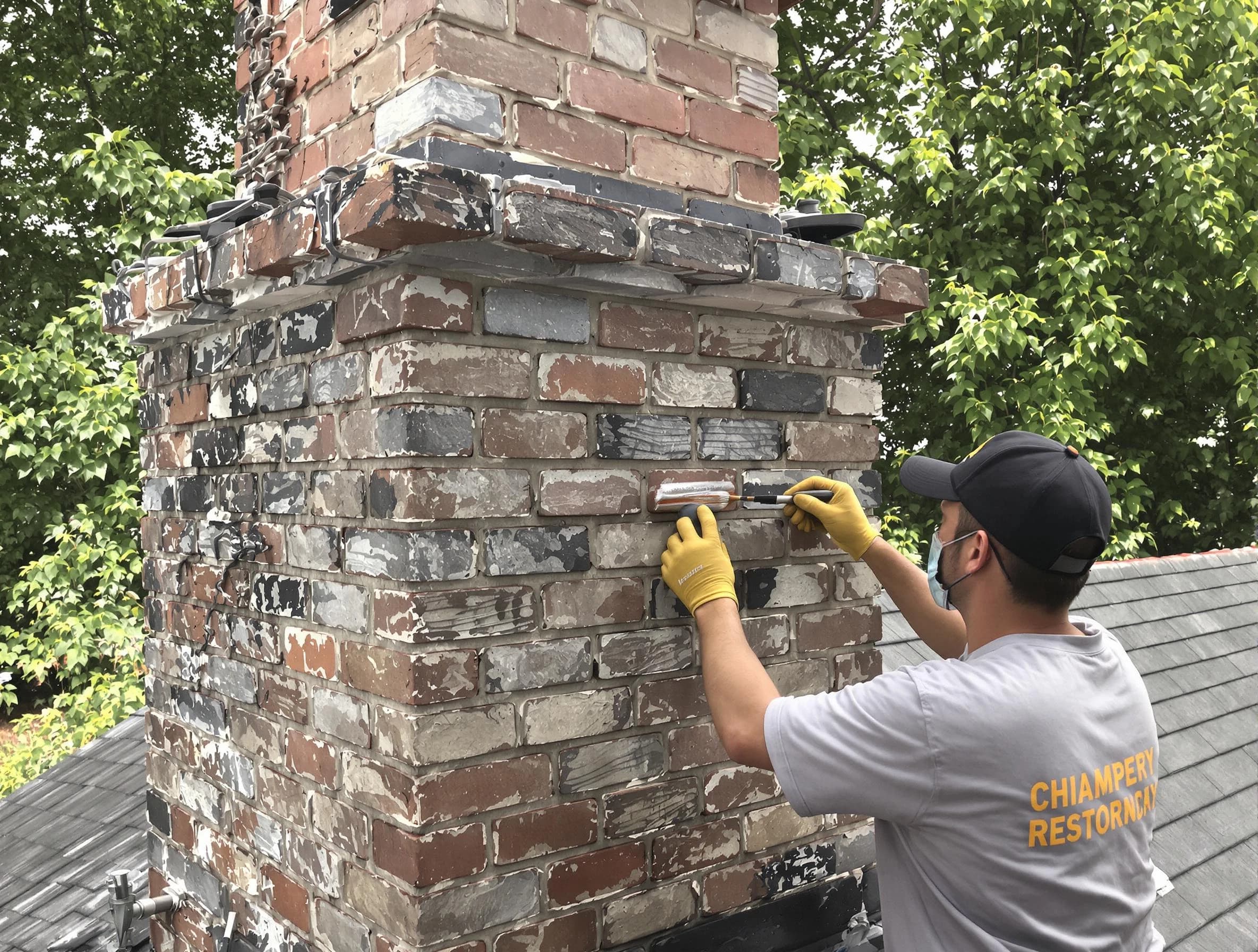 In-progress chimney restoration by Manalapan Chimney Sweep in Manalapan, NJ