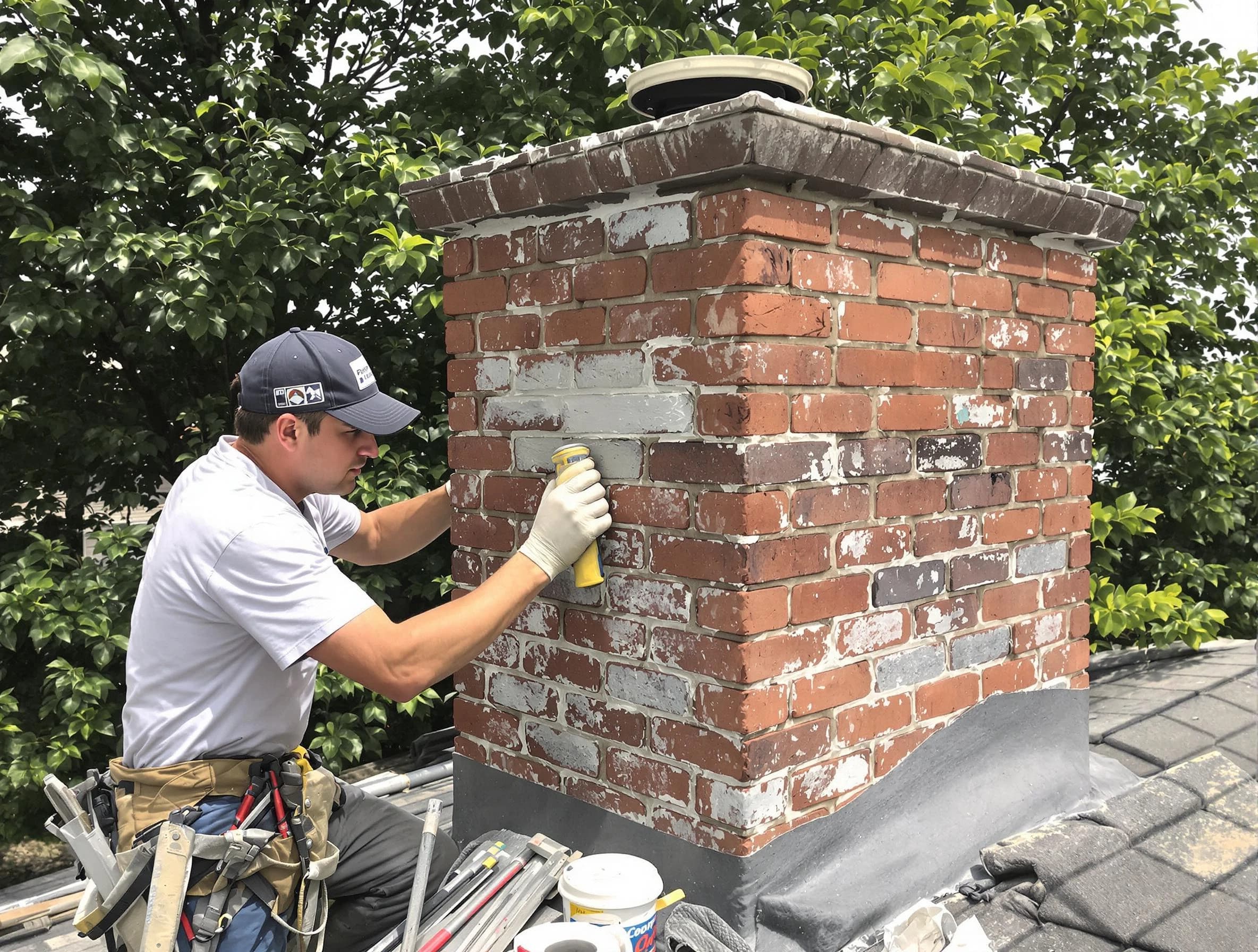 Manalapan Chimney Sweep restoring an aging chimney in Manalapan, NJ