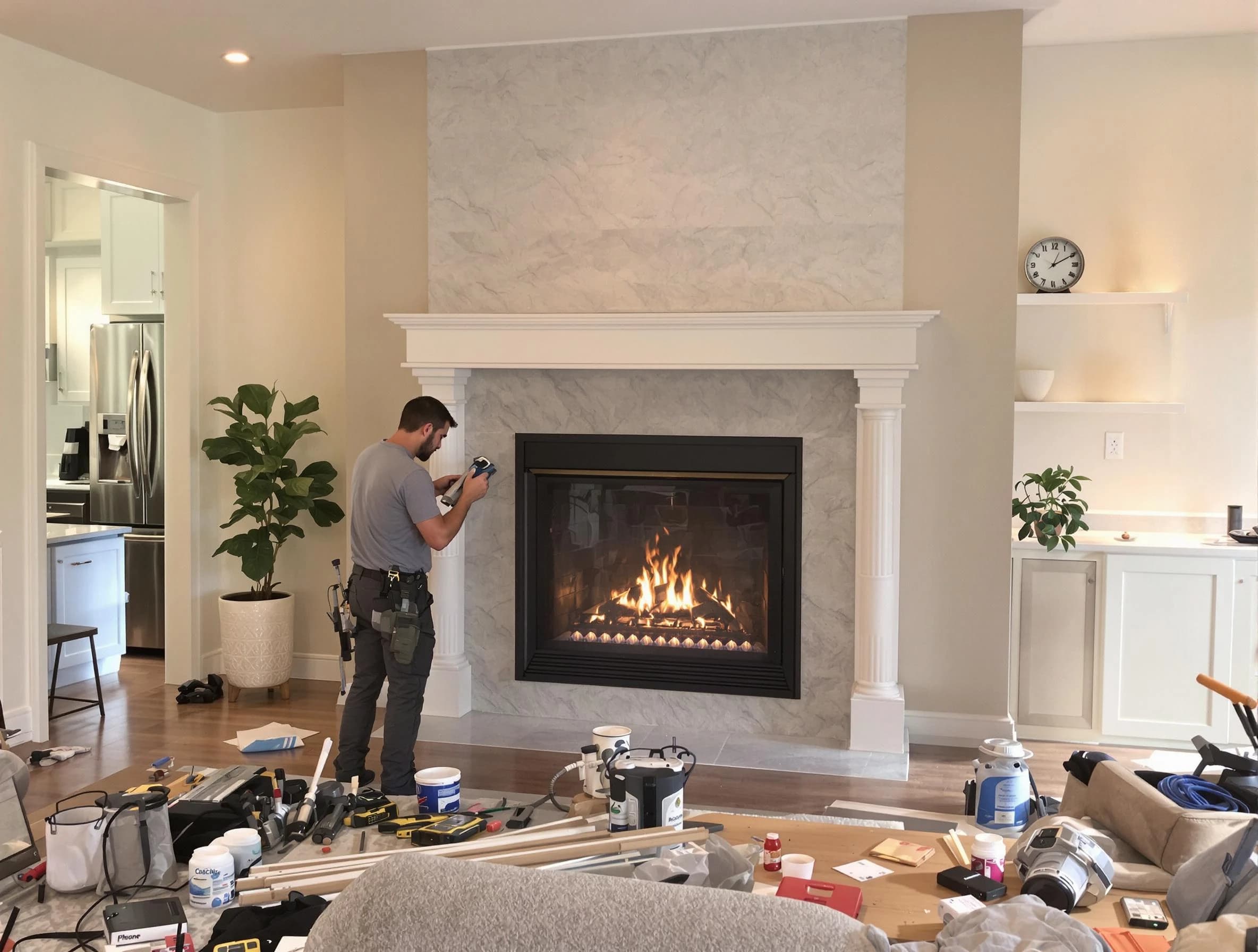 Newly installed fireplace by Manalapan Chimney Sweep in Manalapan, NJ