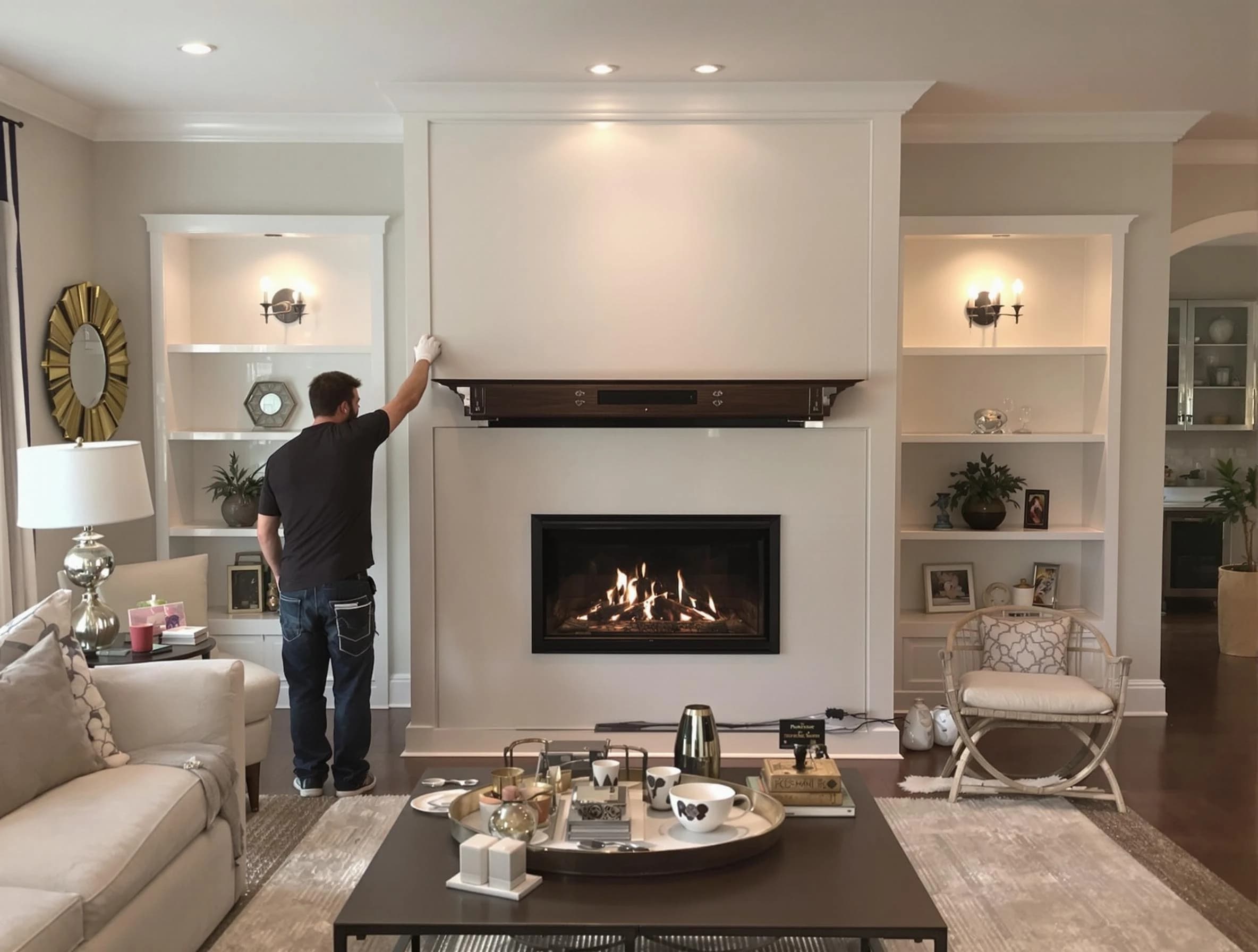 Manalapan Chimney Sweep installing a new fireplace in Manalapan, NJ